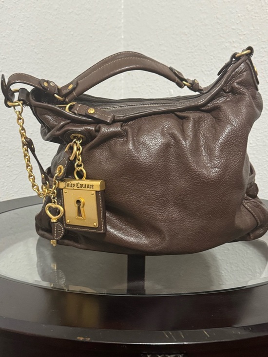 Juicy Couture Handbags - Juicy Couture Chocolate Brown Leather Shoulder Bag with Gold Charm